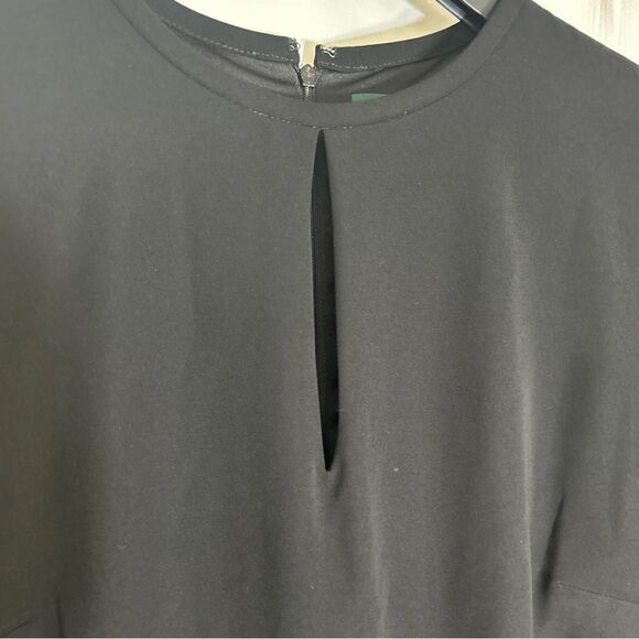 NWT LAUREN Ralph Lauren Isaak Crepe Keyhole Dress Sz 14 Solid Black Long Sleeve - Picture 4 of 10